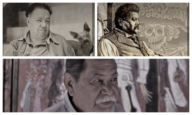 Posada, Rivera y Juan Torres, creadores de La Catrina en sus 3 figuras